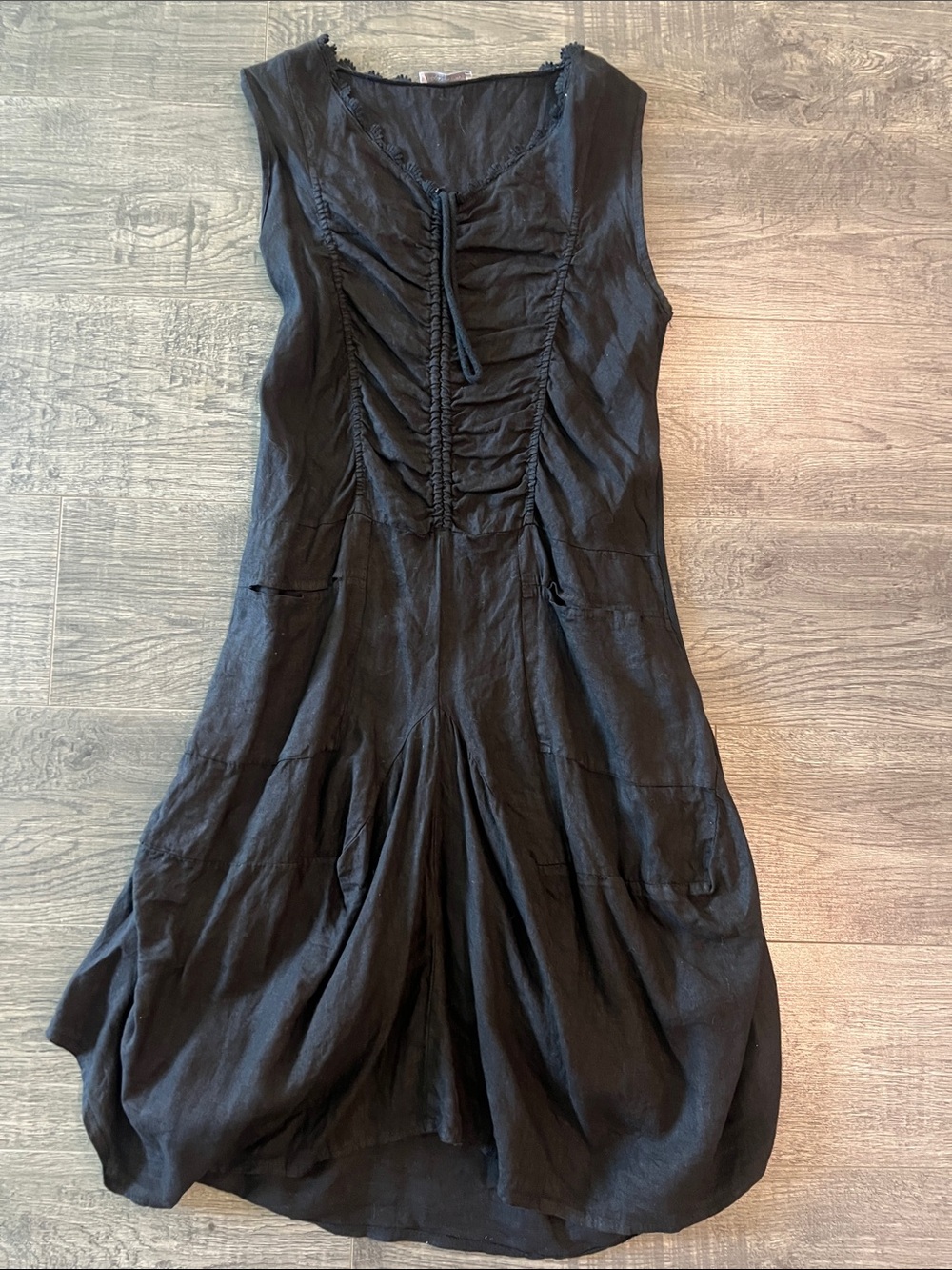 Italian linen black dress